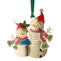 Baumschmuck Aus Metall-Schneemannpaar, goldfarben