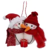 Baumschmuck Aus Filz-Schneemannpaar mit Geschenk, Filz-Baumbehang