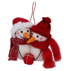 Baumschmuck Aus Filz-Schneemannpaar mit Geschenk, Filz-Baumbehang