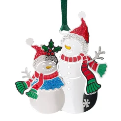 Baumschmuck Aus Metall-Schneemannpaar, silberfarben