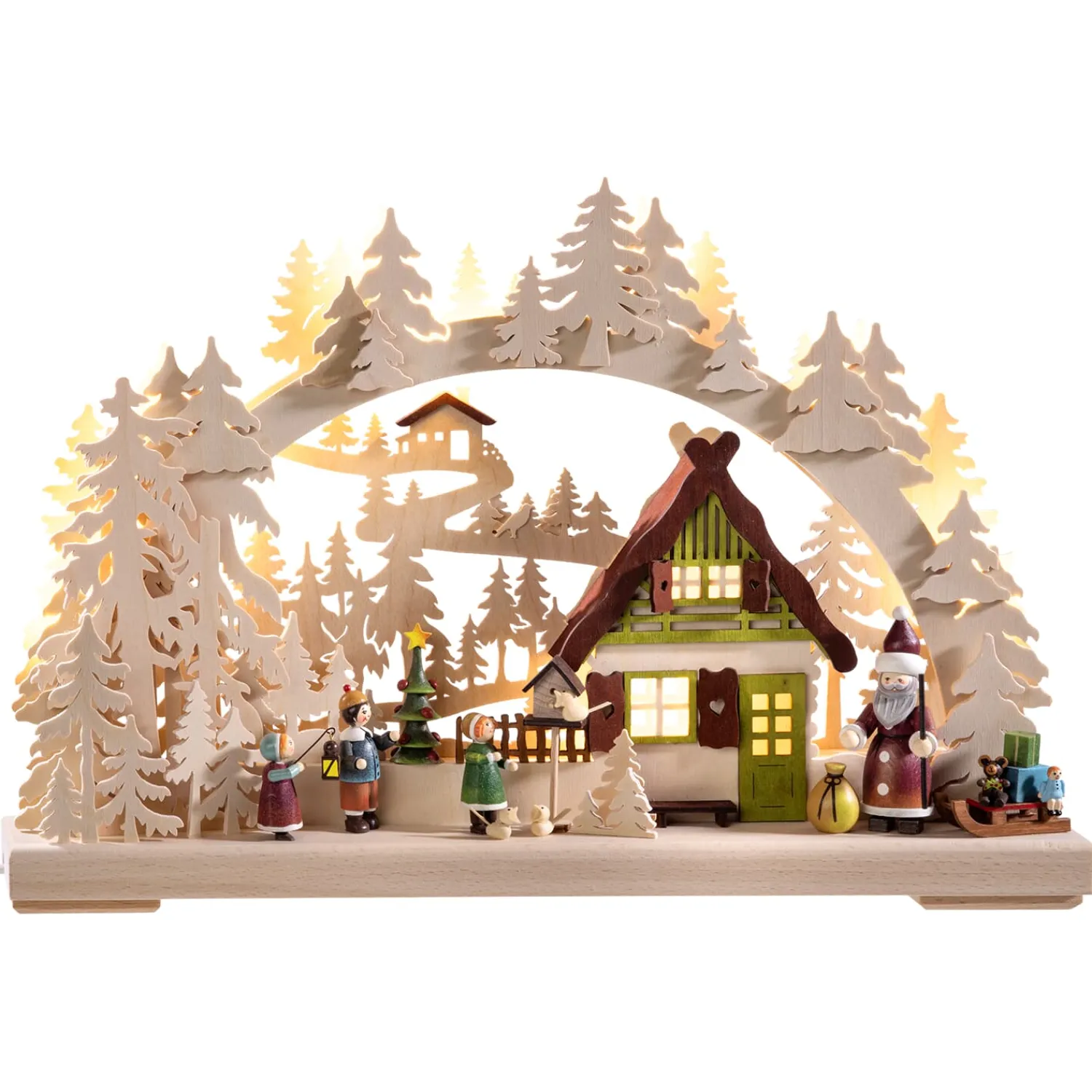 Käthes Original Schwibbogen Weihnachten-Schwibbogen "Heiliger Abend", 230V mit USB A-Anschluss