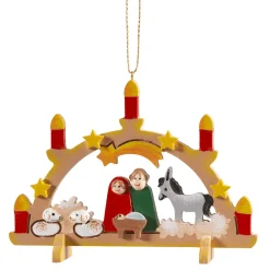 Käthes Original Christbaumschmuck Holz-Schwibbogen mit Heiliger Familie