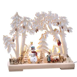 Käthes Original Schwibbogen Weihnachten-Schwibbogen "Waldspaziergang", 230V mit USB A-Anschluss
