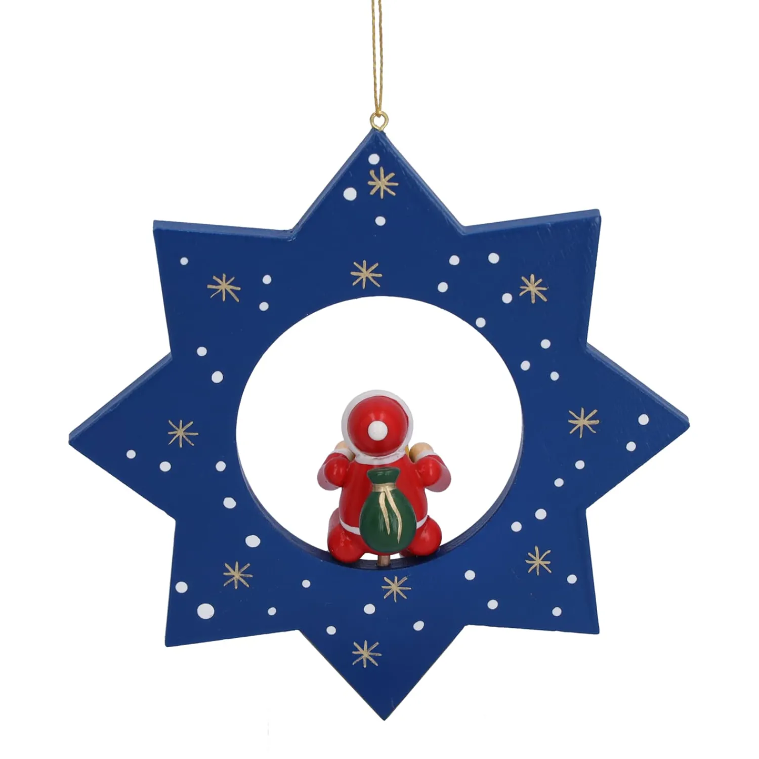 Käthes Original Christbaumschmuck Holz-Stern mit Weihnachtsmann