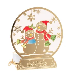 Außergewöhnliche Weihnachtsdeko|Kerzen & Teelichthalter-Teelichthalter "Schneemänner", goldfarben