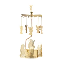 Kerzen & Teelichthalter|Weihnachtspyramiden-Teelicht-Karussel "Heilige Familie", gold