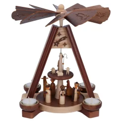 HODREWA Weihnachtspyramiden-Teelicht-Pyramide 