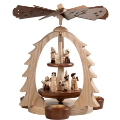 HODREWA Weihnachtspyramiden-Teelicht-Pyramide "Waldspaziergang"