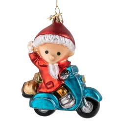 Poesie in Glas Unser Sandmännchen Und Seine Freunde|Weihnachtskugeln Aus Glas-Unser Sandmännchen fährt Roller, Glas-Baumbehang