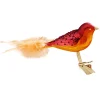 Poesie in Glas Weihnachtskugeln Aus Glas-Vogel, orange-pink
