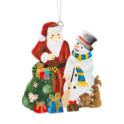 Käthes Original Baumschmuck Aus Zinn-Weihnachtsmann mit Schneemann