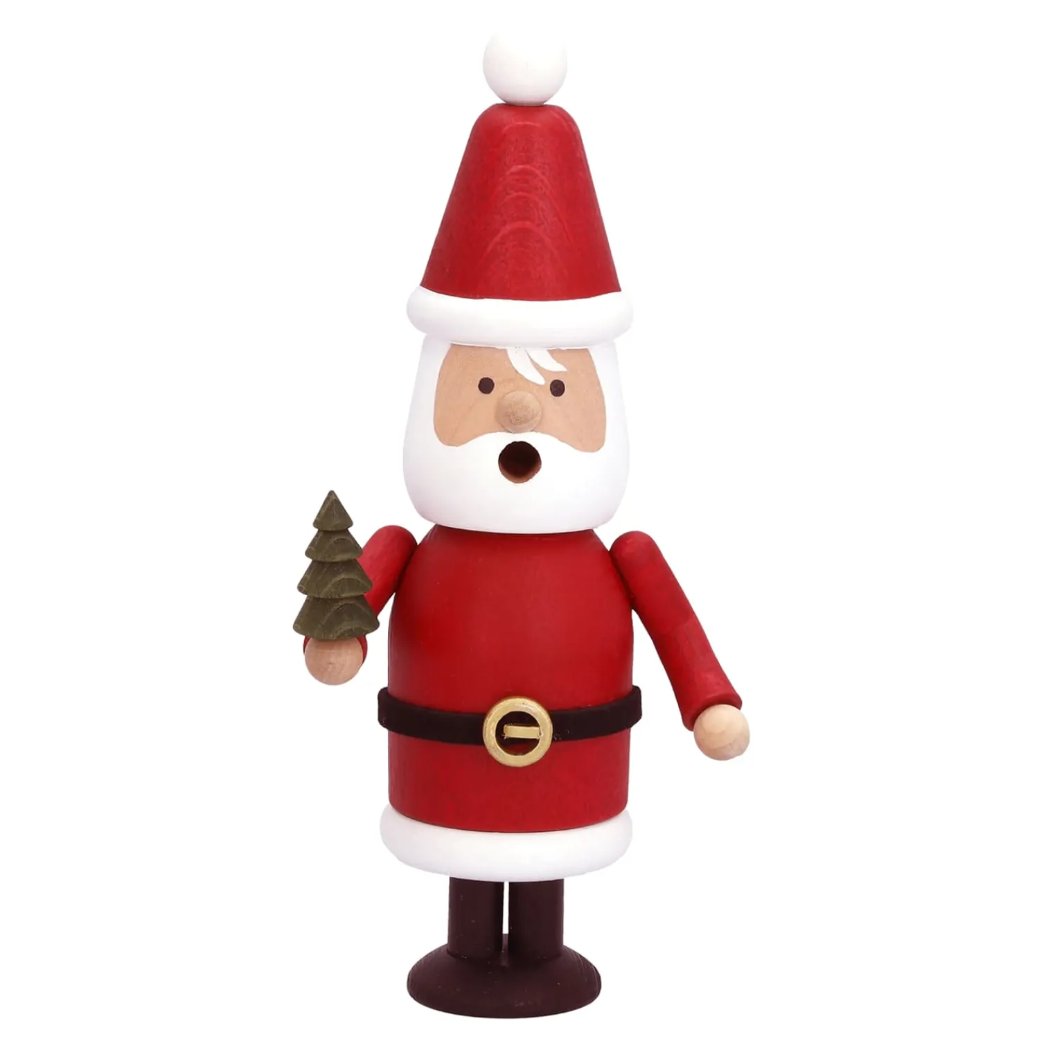 Käthes Original Käthes Original Figuren|Weihnachtsdeko Holz-Weihnachtsmann mit Spanbaum, Räuchermännchen