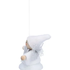 Käthes Original Käthes Original Figuren|Christbaumschmuck Holz-Weihnachtswichtel auf Glocke, weiß, Holz-Baumbehang