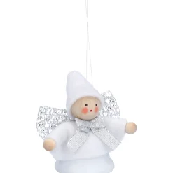 Käthes Original Käthes Original Figuren|Christbaumschmuck Holz-Weihnachtswichtel auf Glocke, weiß, Holz-Baumbehang