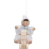 Käthes Original Christbaumschmuck Holz|Käthes Original Figuren-Weihnachtswichtel auf Schaukelpferd, weiß, Holz-Baumbehang