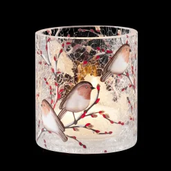 Kerzen & Teelichthalter-Windlicht "Rotkehlchenfamilie", 10 cm