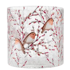 Kerzen & Teelichthalter-Windlicht "Rotkehlchenfamilie", 15 cm