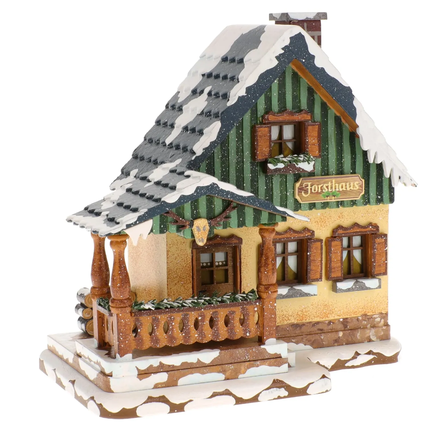 Hubrig Volkskunst Hubrig Miniaturen-Winterkinder Forsthaus, elektrisch beleuchtet